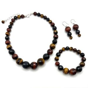 Jay King Mine Finds Faceted Tiger’s Eye Necklace, Bracelet, and Earrings Set